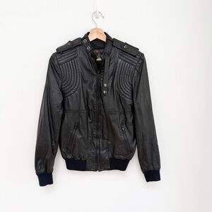 Vintage Sasson Black Leather Bomber Jacket